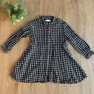 ZARA 100% COTTON PLAID BUTTON DOWN SWING STYLE DRESS EEEUC